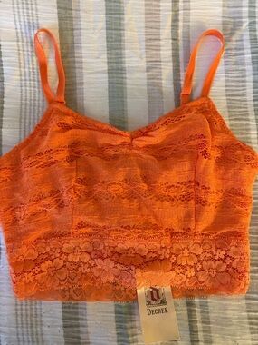 Decree Orange Lace Crop Bralette